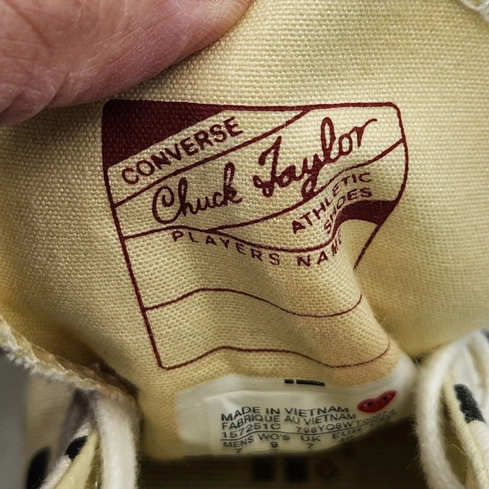 Comme Des Garcons Play x Chuck Taylor All Star High Top White Polka Dot M‎ 7 W 9